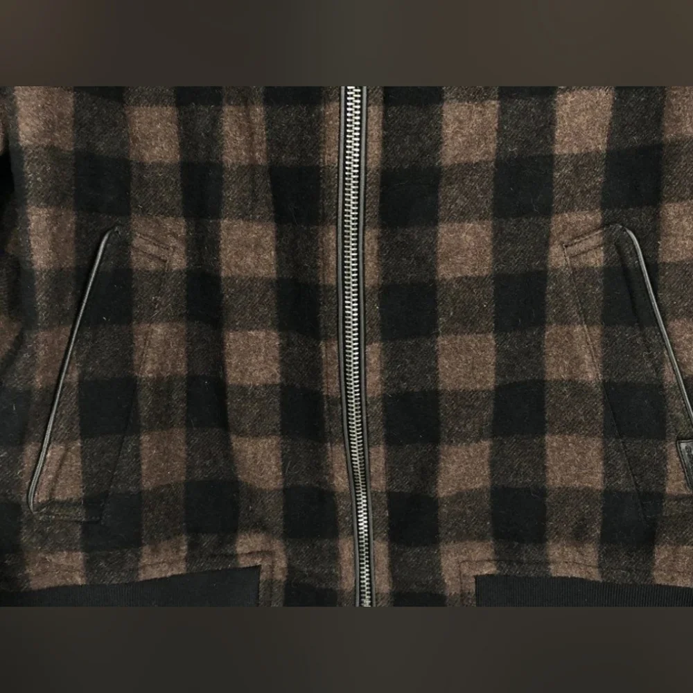 NEW NWT Coach Brown Black Plaid Picnic Bomber Wool Coat Jacket Men L or Women XL_5